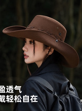 西部牛仔帽子防晒帽女登山太阳帽
