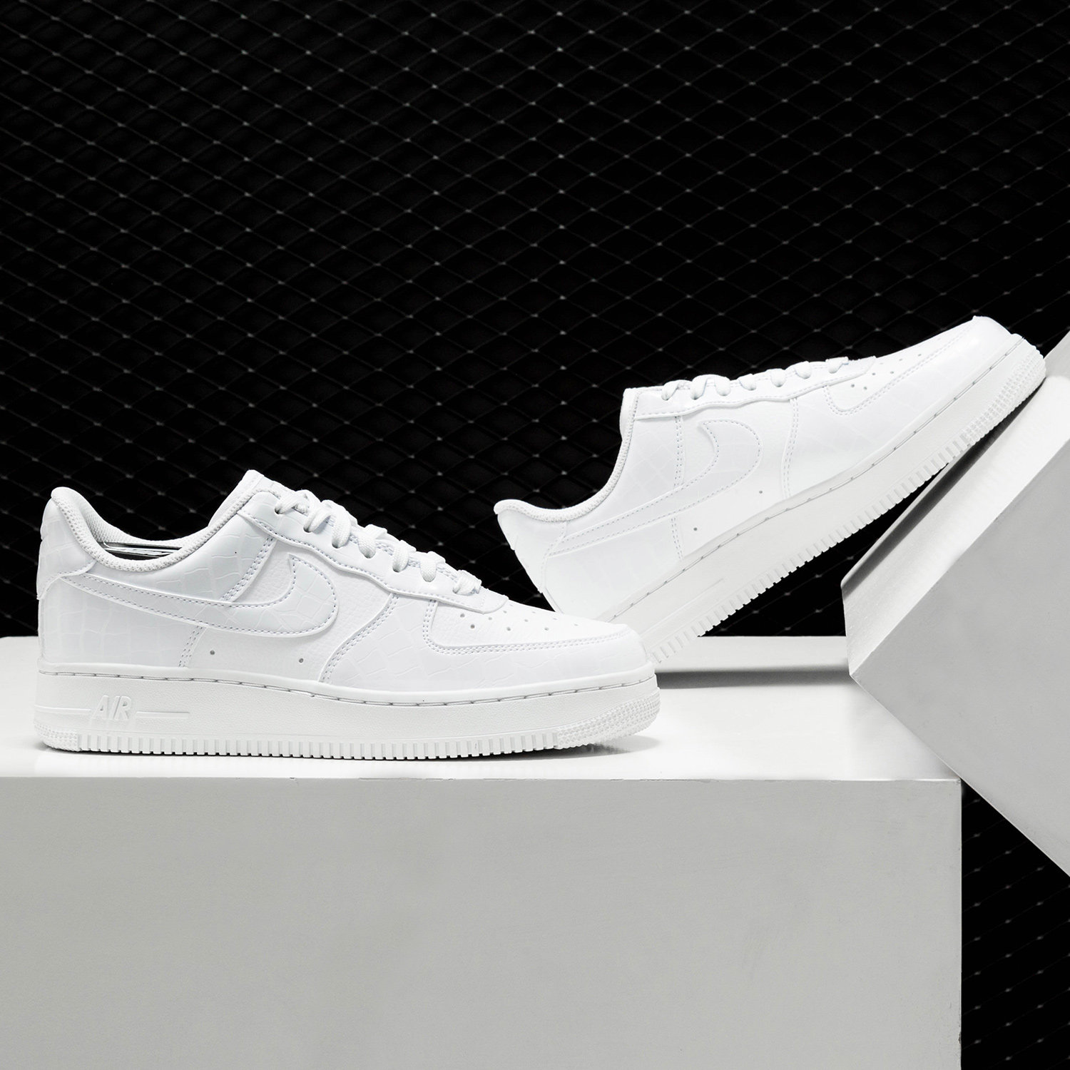 nike/耐克正品air force 1 af1白菱格蛇纹女子空一号板鞋ao2132