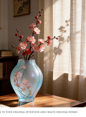 心缘堂琉璃十二花神琉璃花器二月梅花花器插花家居茶室摆件