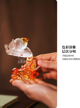 心缘堂琉璃四十二手香插香器贴金摆件家用客厅送礼