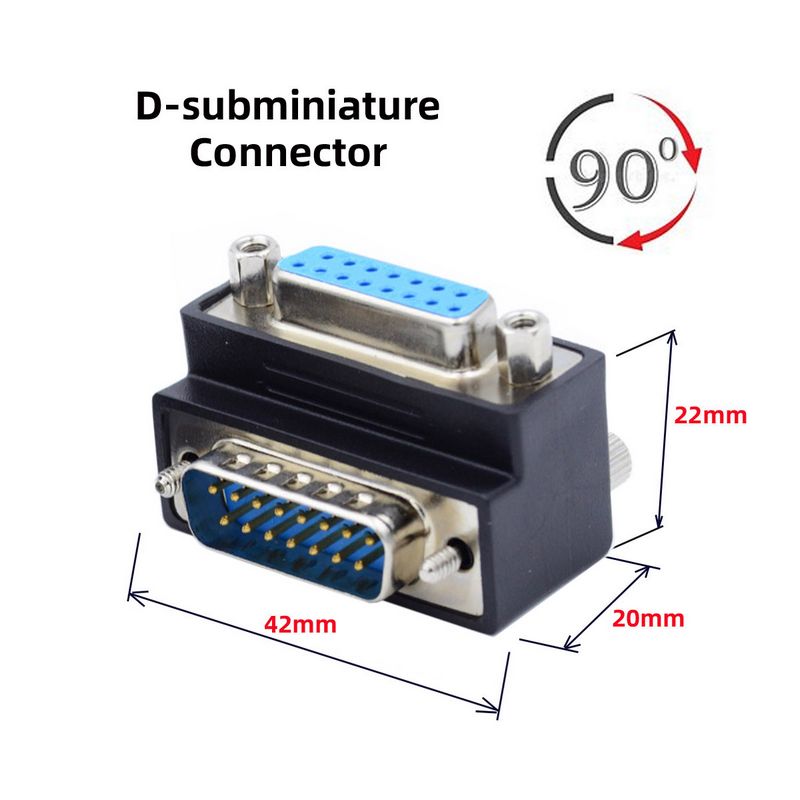 CY RS232 DB 9针15针 25针 串口DSUB公对母9pin带螺丝90度转换头 - 图2