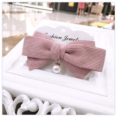 秋冬新款气质蝴蝶结发饰女发夹弹簧夹简约百搭韩国顶夹后脑勺边夹 - 图2