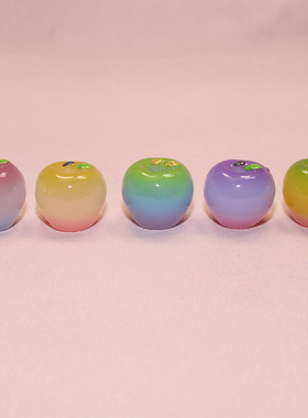 星碎夜光挑花大号苹果 圣诞苹果树脂diy装饰摆件手工钥匙扣葡萄串