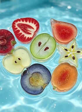 仿真透色水果切片萌粒食玩模型冰箱贴钥匙扣挂件DIY饰品发夹头绳