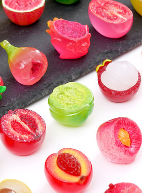 夜光花式半切杨梅荔枝水果萌粒 diy装饰品盲袋配件车载桌面小摆件