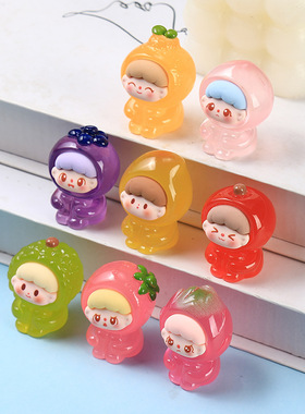 树脂卡通立体夜光水果崽崽三代diy饰品配件车载桌面摆件盲盒材料
