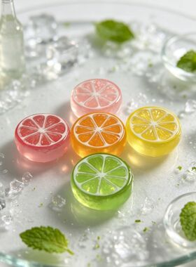 仿真彩色柠檬片柑橘切片微缩食玩钥匙扣挂件DIY饰品配件鞋扣材料