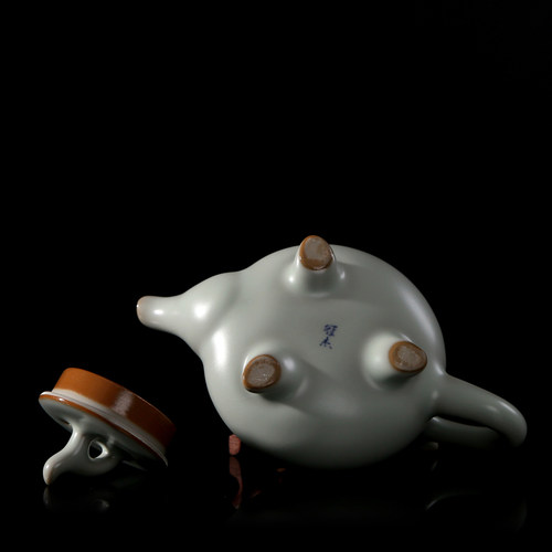 汝窑茶壶台湾冠杰汝瓷茶具内开片可养复古功夫陶瓷茶壶包邮 - 图2