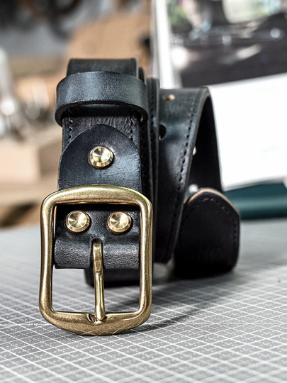 皮薯薯百搭美式复古手工头层真皮腰带商务休闲皮带真皮男士皮裤带