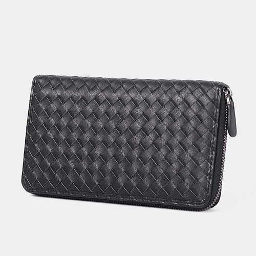 Плетеный бумажник подходит для мужчин и женщин, длинная кожаная универсальная маленькая сумка клатч с молнией