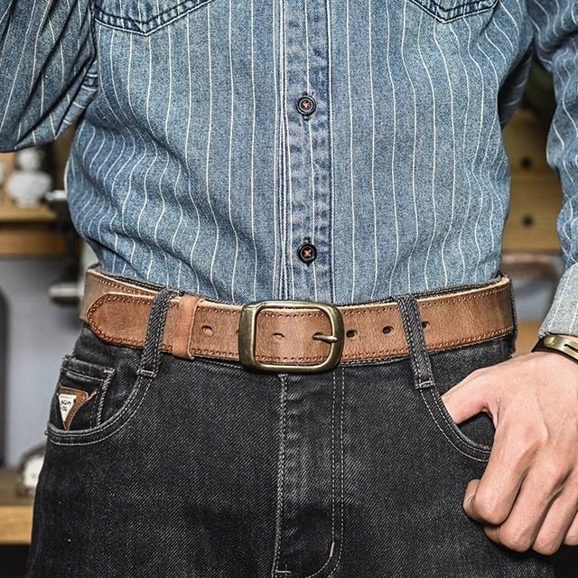皮带男潮头层牛皮针扣皮带简约休闲真皮腰带复古手工裤带男士皮带,淘宝优惠券,粉丝福利购,淘宝优惠卷
