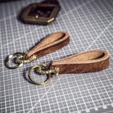 Кожаный ретро брелок ручной работы, DIY, воловья кожа