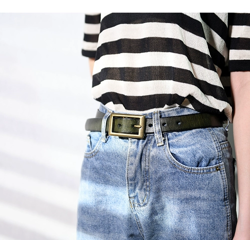 Оригинальный ретро медный кожаный универсальный ремень ручной работы, простой и элегантный дизайн