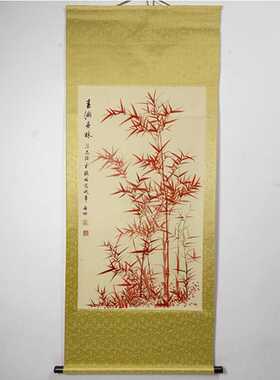 酒店茶楼启功竹子书法丝绸画