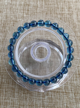 天然海蓝宝圆珠手串魔鬼蓝圣蓝色晶体冰透深蓝色宝石手链转运石