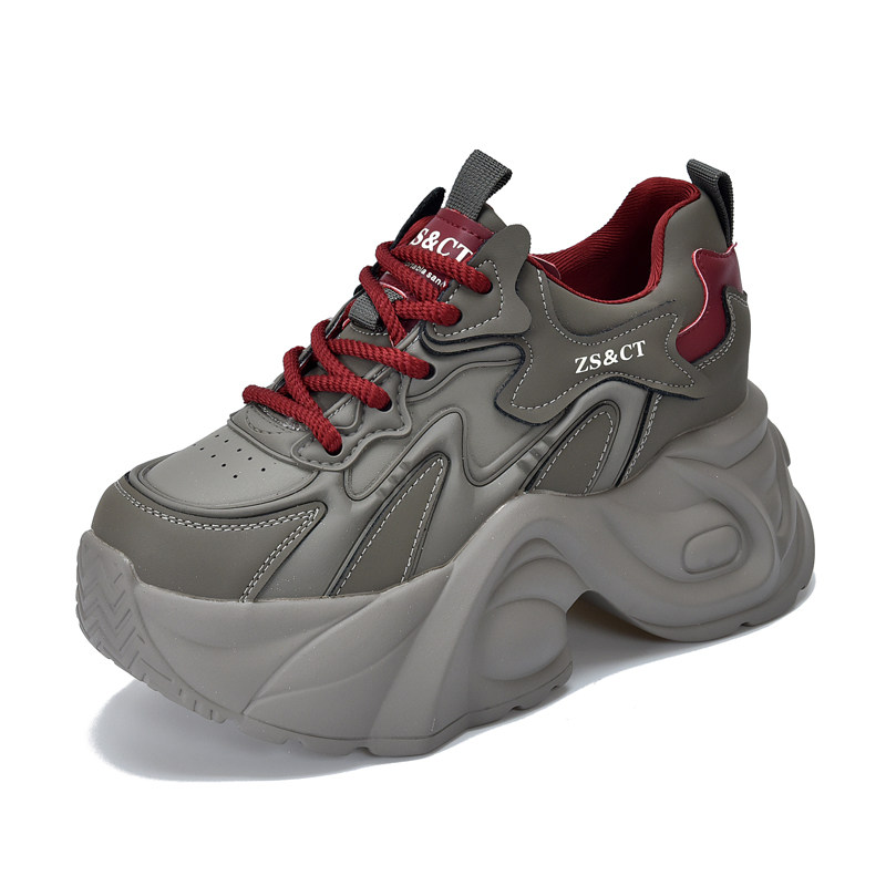 真皮老爹鞋女2025秋冬新款小个子厚底系带增高运动休闲黑复古女鞋,淘宝优惠券,粉丝福利购,淘宝优惠卷