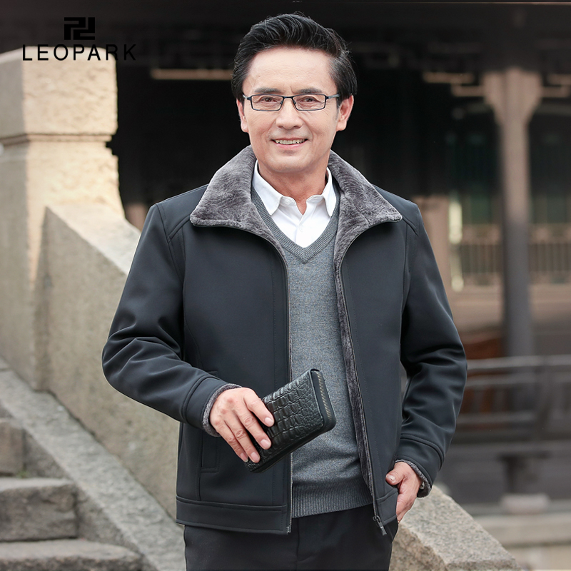 leopark冬季中年加绒男棉袄 leopark服饰棉衣