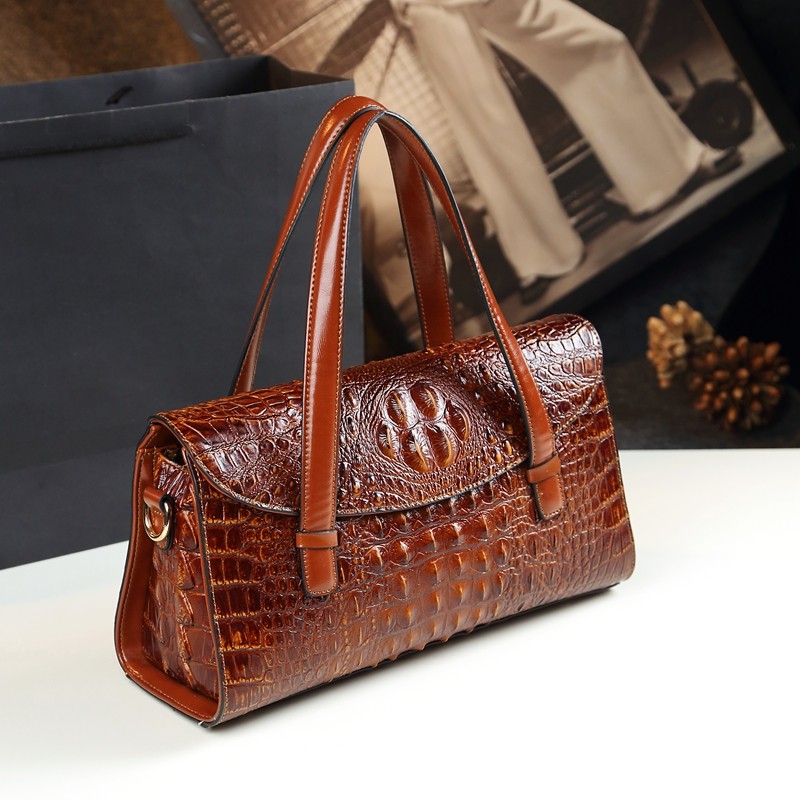 鳄鱼纹2020新款波士顿大气女枕头包 梦琳凯女士包袋