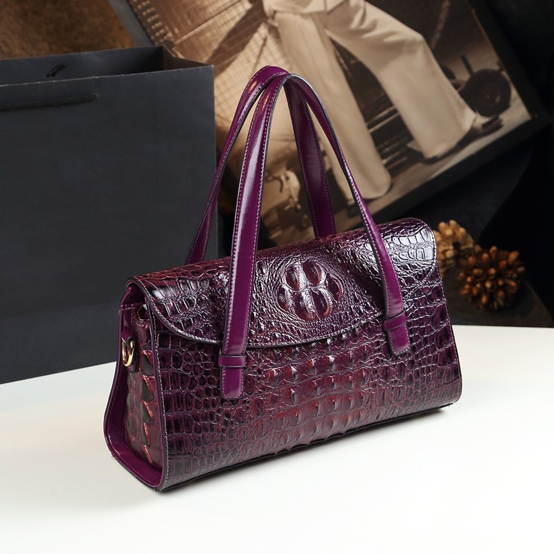 鳄鱼纹2020新款波士顿大气女枕头包 梦琳凯女士包袋