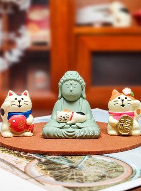 佛祖保佑万事顺遂招福猫桌面摆件