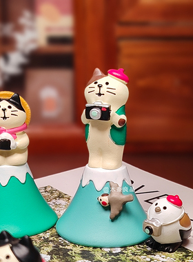 登富士山猫咪治愈系可爱摆件