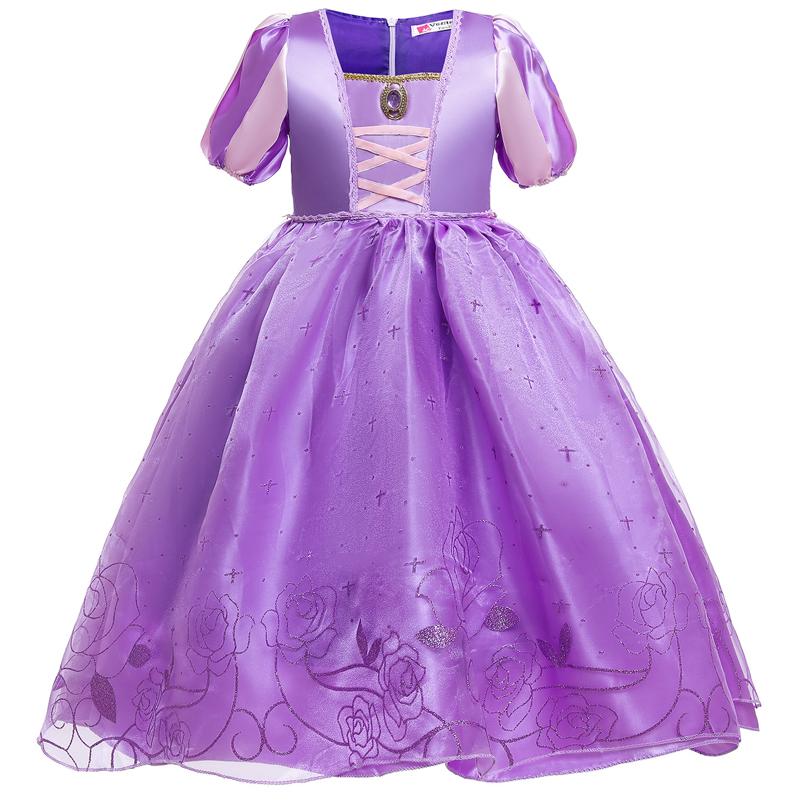 万圣节夏款女童礼服 女童灰姑娘贝儿连衣裙 长发公主睡美人裙子 - 图1