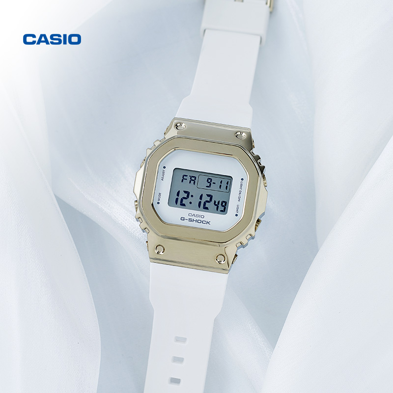 casio旗舰店G-SHOCK简约金属手表小方块GM-S5600