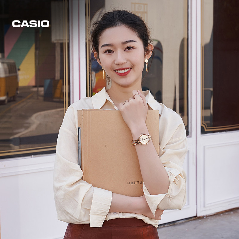 casio旗舰店she-4535防水钢表带 casio日韩腕表