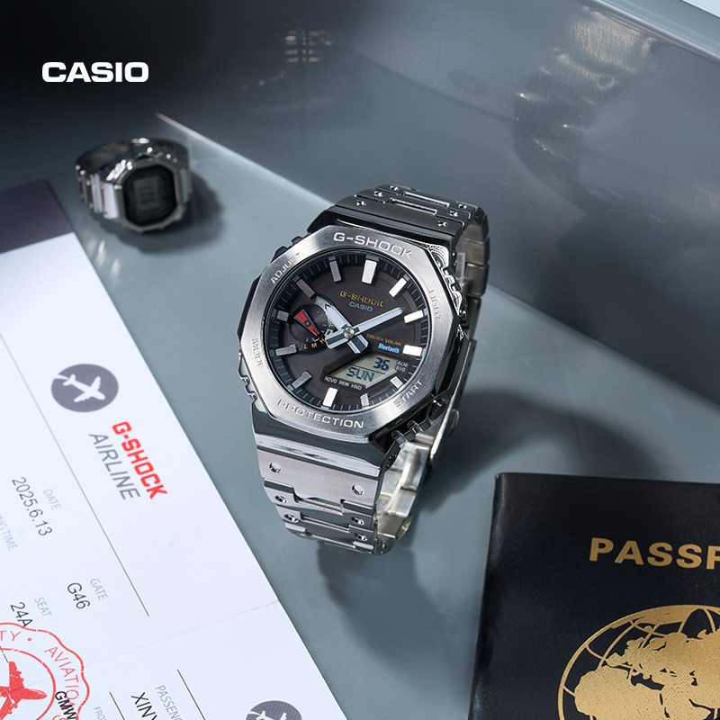 卡西欧官方旗舰店GMW-B5000全金属原点红圈小方块八角手表G-SHOCK