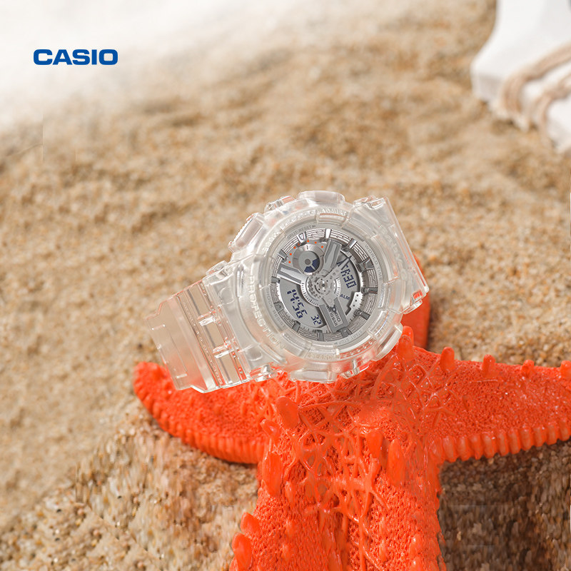 casio旗舰店ba-110cr冰韧透明手表 casio日韩腕表