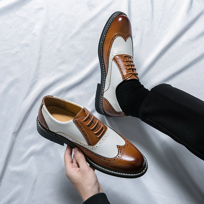 布洛克雕花皮鞋男士商务正装英伦休闲拼色男款内增高新郎结婚鞋,淘宝优惠券,粉丝福利购,淘宝优惠卷