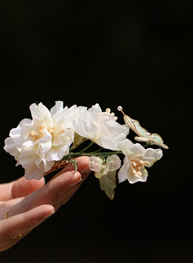 甜美少女立体花朵发饰古典舞簪花
