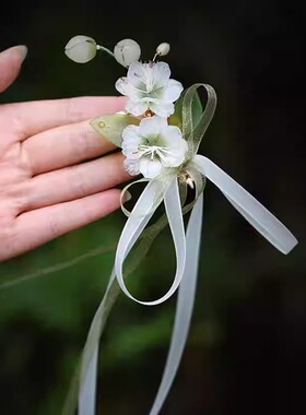仙气飘带花朵精致侧边对夹发夹