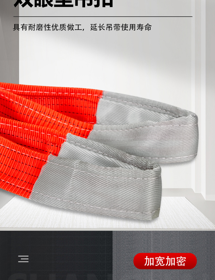 国标扁平起重吊装带涤纶彩色耐磨双扣吊车吊带1/2/3/5/10吨6m8米 - 图1
