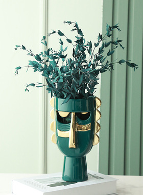 现代抽象人脸北欧设计艺术陶瓷花餐桌花陶瓷花器摆设创意特色花瓶