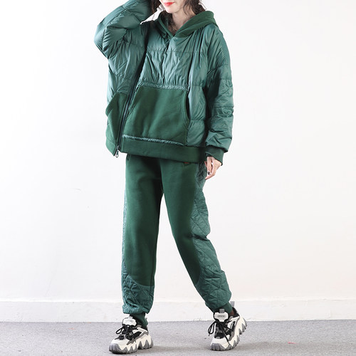 皇森2025年新款冬季羽绒服羽绒裤两件套时尚连帽保暖休闲套装女潮 - 图2