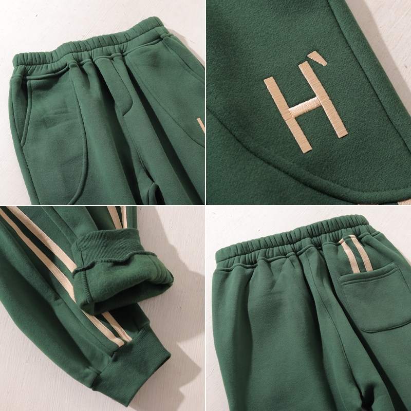 皇森冬款加绒加厚条纹休闲长裤女哈伦裤抓绒保暖宽松显瘦运动卫裤,淘宝优惠券,粉丝福利购,淘宝优惠卷