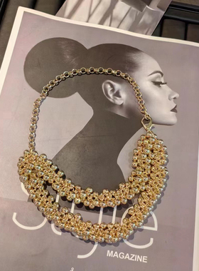 月牙项链合金圆球女个性