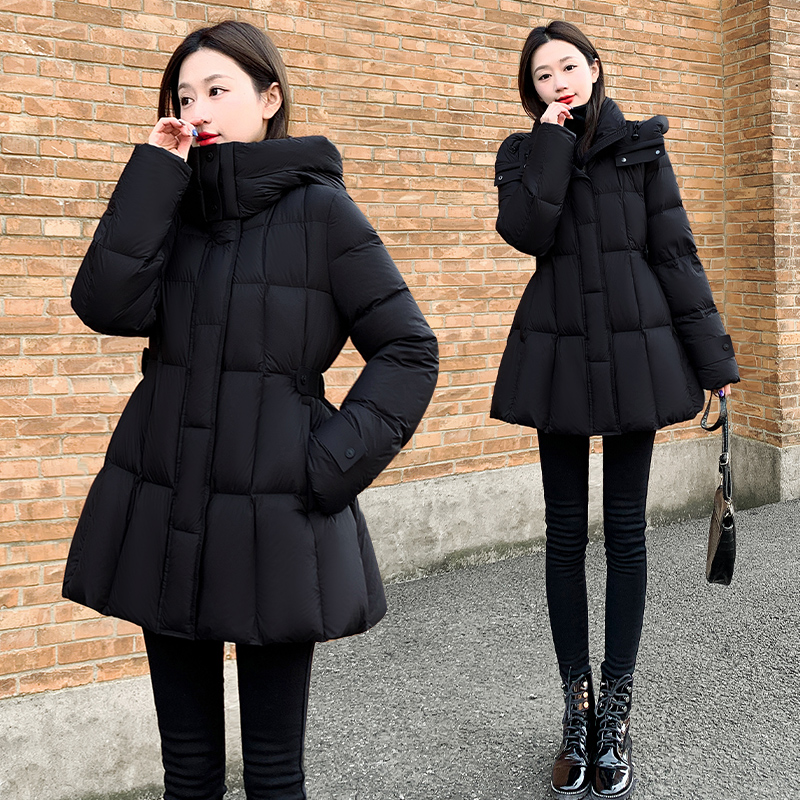在逃公主 冬季新款短款收腰韩版修身显瘦连帽羽绒棉服女棉衣外套 - 图1