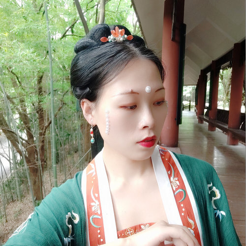 聆琅原创 贝珠琉璃蓝松石发簪发冠耳饰套装汉服配饰 梵TFY006音 - 图1