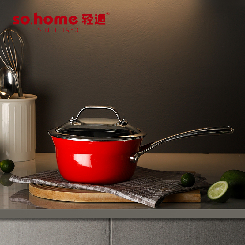 sohome梵宝进口wendel珐琅瓷单柄奶锅炉具通用可进洗碗机16cm口径 - 图1