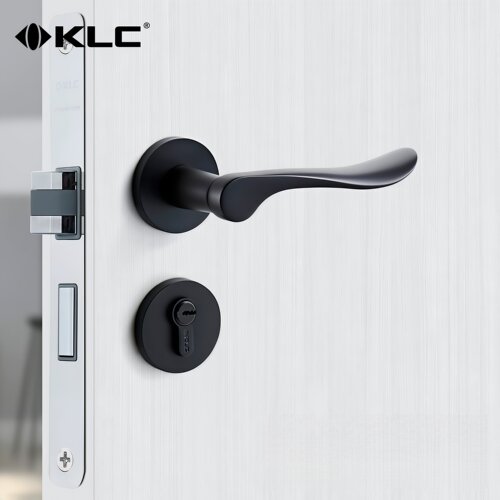 KLC室内门锁雅白铝合金通用分体静音卧室门锁圆形现代简约经典款 - 图3