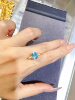 Natural Swiss Blue Topaz Ring 7*9mm 925 Silver Seiko Inlaid Garnet Ring Peridot Ring