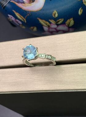 天然烟花活口托帕石戒指特惠