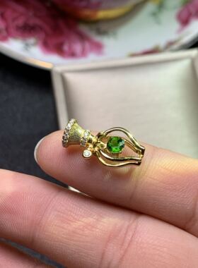 镀黄金镶嵌透辉石吊坠迷你小巧