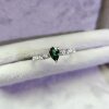 New natural green sapphire ring 925 silver gold plated main stone 4*6mm fashionable and versatile live ring