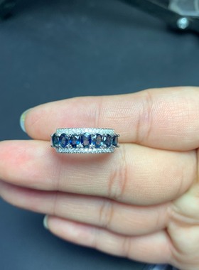 925银天然小清新风蓝宝石戒指