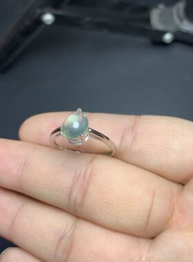 925银镀白金天然葡萄石戒指活口