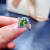 New natural peridot ring 925 silver gold plated main stone 6*8mm fashionable and versatile living ring