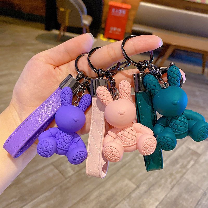 创意竹编兔钥匙扣挂件可爱卡通坐姿兔子情侣汽车钥匙链挂饰小礼品,淘宝优惠券,粉丝福利购,淘宝优惠卷